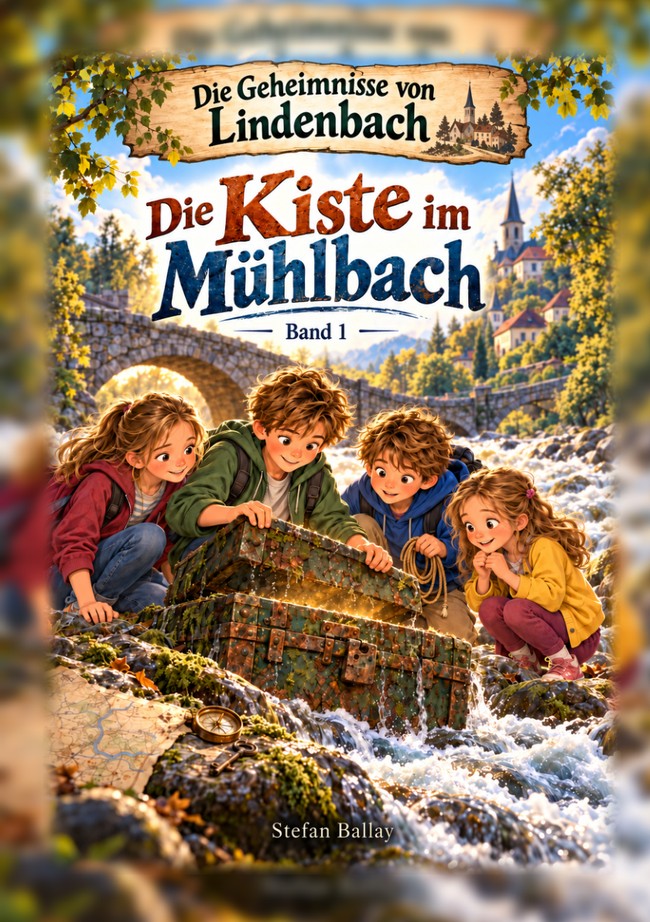 Buchcover: Die Kiste im Mühlbach – Die Geheimnisse von Lindenbach, Band 1